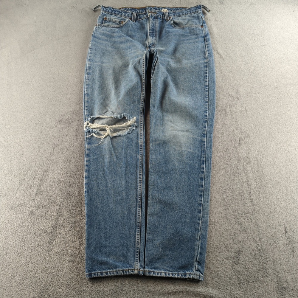 Vintage 90s Levis‎ Jeans 38x34 (Fits 34x34) Blue Faded Distressed 512 Straight